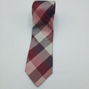 Ryan Seacrest Classic Men's Burgundy Silk Plaid Tie - Stylish Formal Accessory